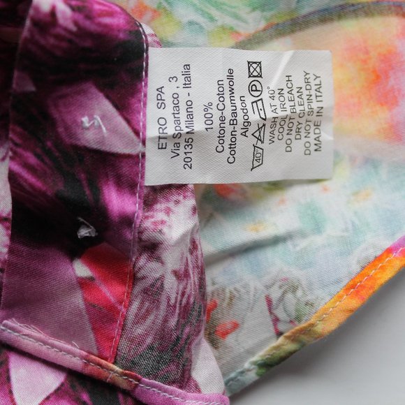 ETRO Floral Geometric Print Cotton Shirt Blouse Colourful Size EU 38/ Small - Picture 6 of 9